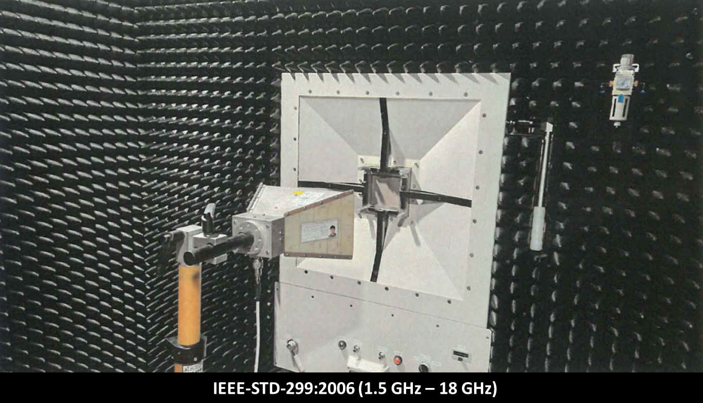 HSTシリーズ 高遮蔽ファブリック EMI試験写真 1.5GHz〜18GHz IEEE-STD-299